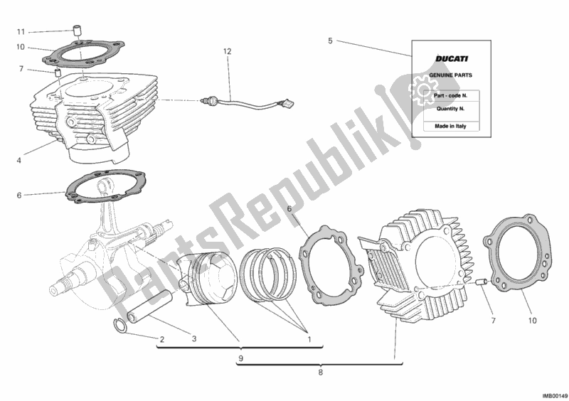 Toutes les pièces pour le Cylindre - Piston du Ducati Monster 795-Thai 2012